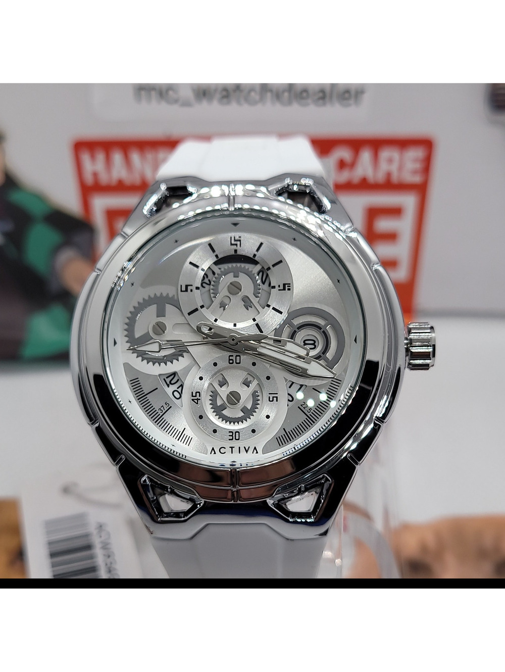 351 Activa  Drift X Invicta Silver bezel white silicone band
